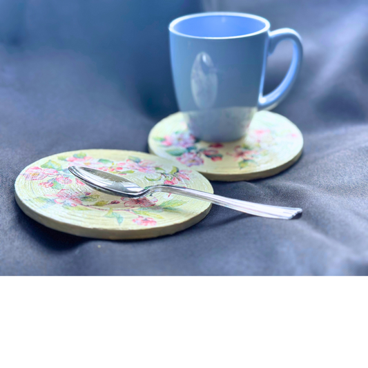 Large Round Decoupage Coasters (set of 2)
