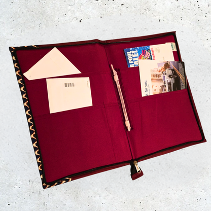 Fabric File Folder with zip closure & inner pockets