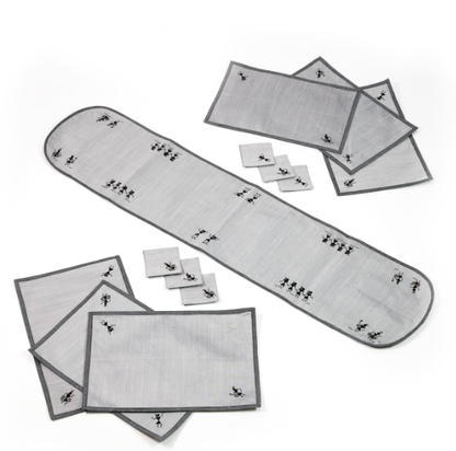 FABRIC TABLE RUNNER SET – Set of 1 table runner + 6 table mats + 6 coasters