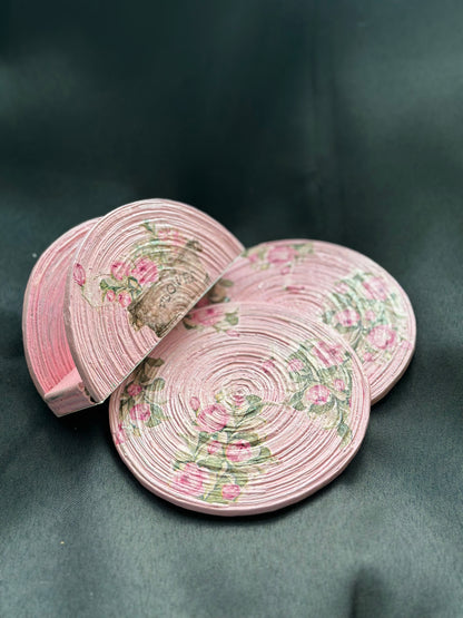 Large Round Decoupage Coasters (set of 2 coasters) + Napkin Holder