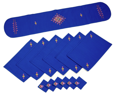 FABRIC TABLE RUNNER SET – Set of 1 table runner + 6 table mats + 6 coasters