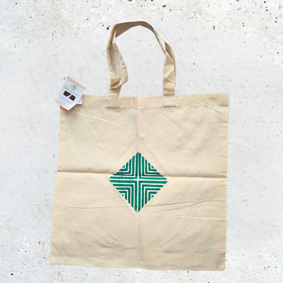 Rahi Grocery Bag with Block Printed Pattern