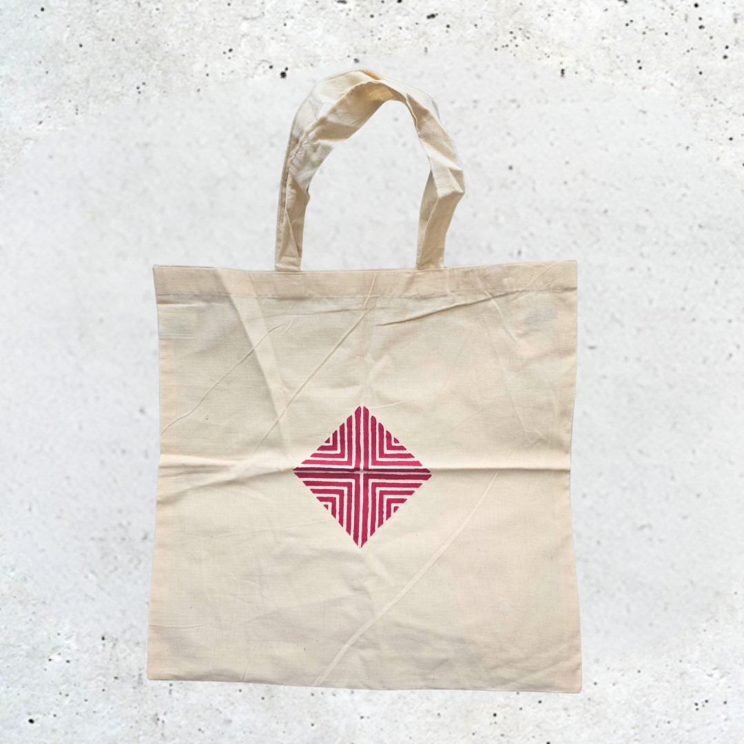 Rahi Grocery Bag with Block Printed Pattern
