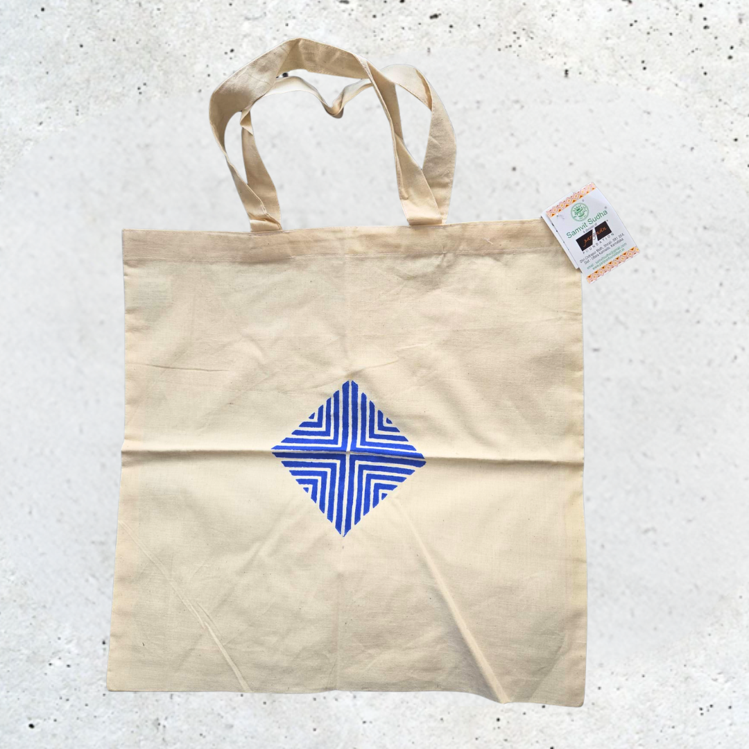 Rahi Grocery Bag with Block Printed Pattern