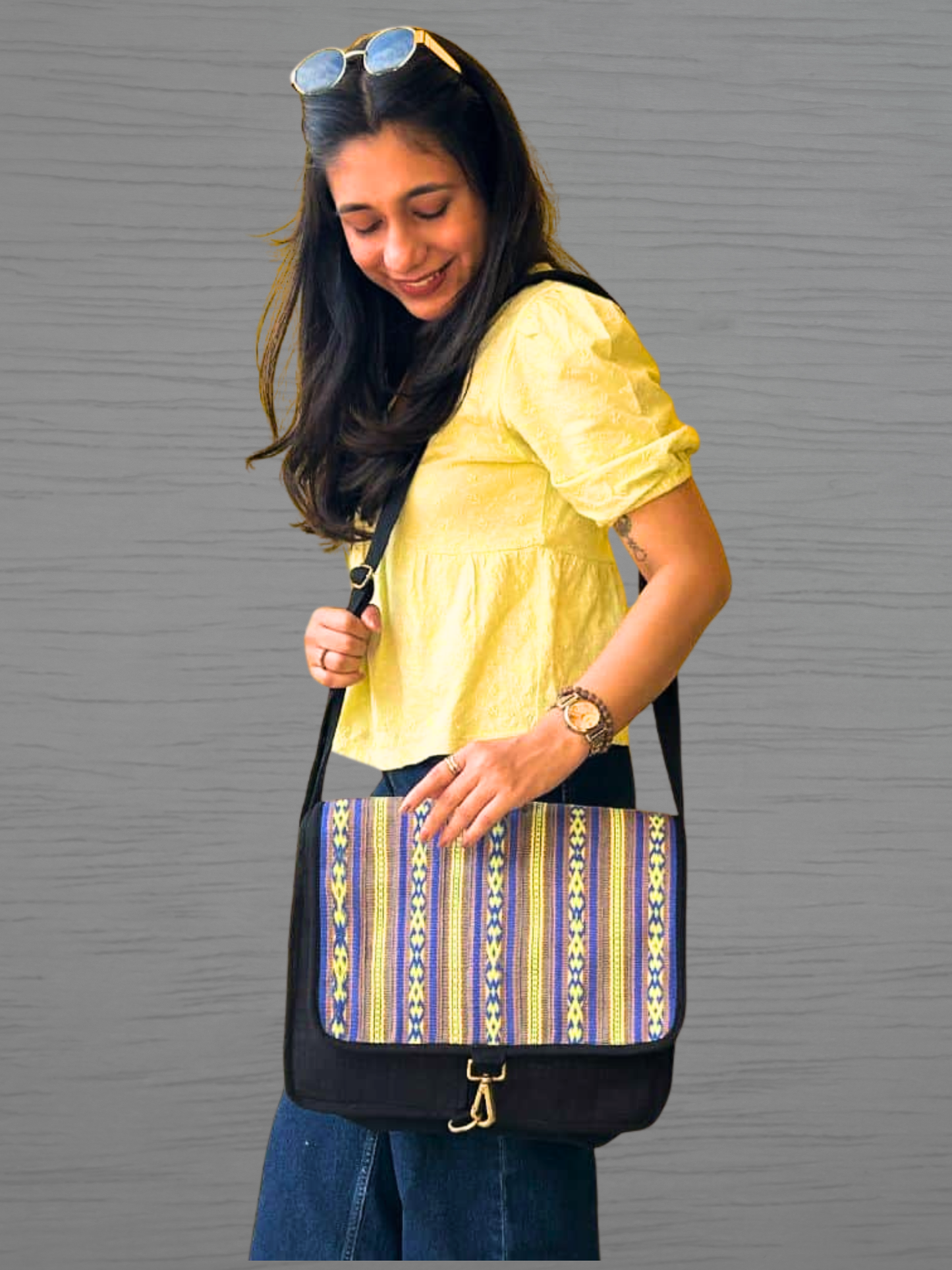 Laptop Bag - with Handwoven Inkle Loom
