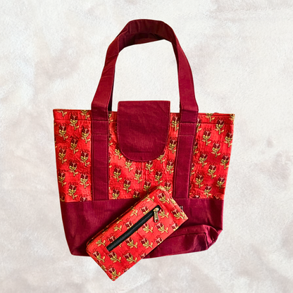 Tote Bag with matching wallet and bottle holder inside