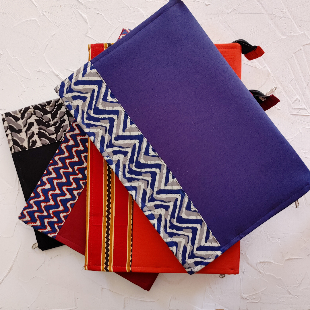 Fabric File Folder with zip closure & inner pockets